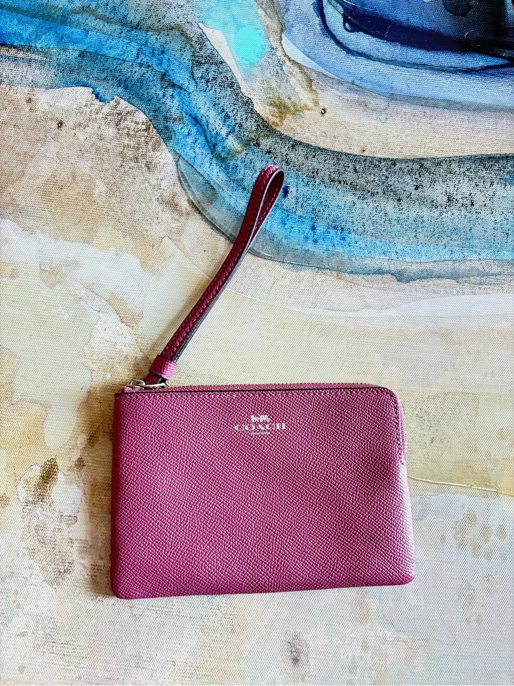 Coach  Saffiano Leather Wristlet